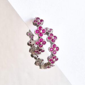 Argollas Mini Flores Fucsia