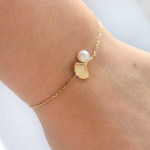 Pulsera Hojita Y Perla